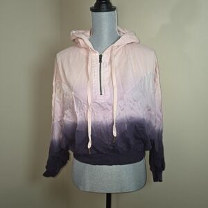 VICTORIA'S SECRET PINK 1/4 Zip Crop Jacket Hoodie Ombré‎ pink/purple XS